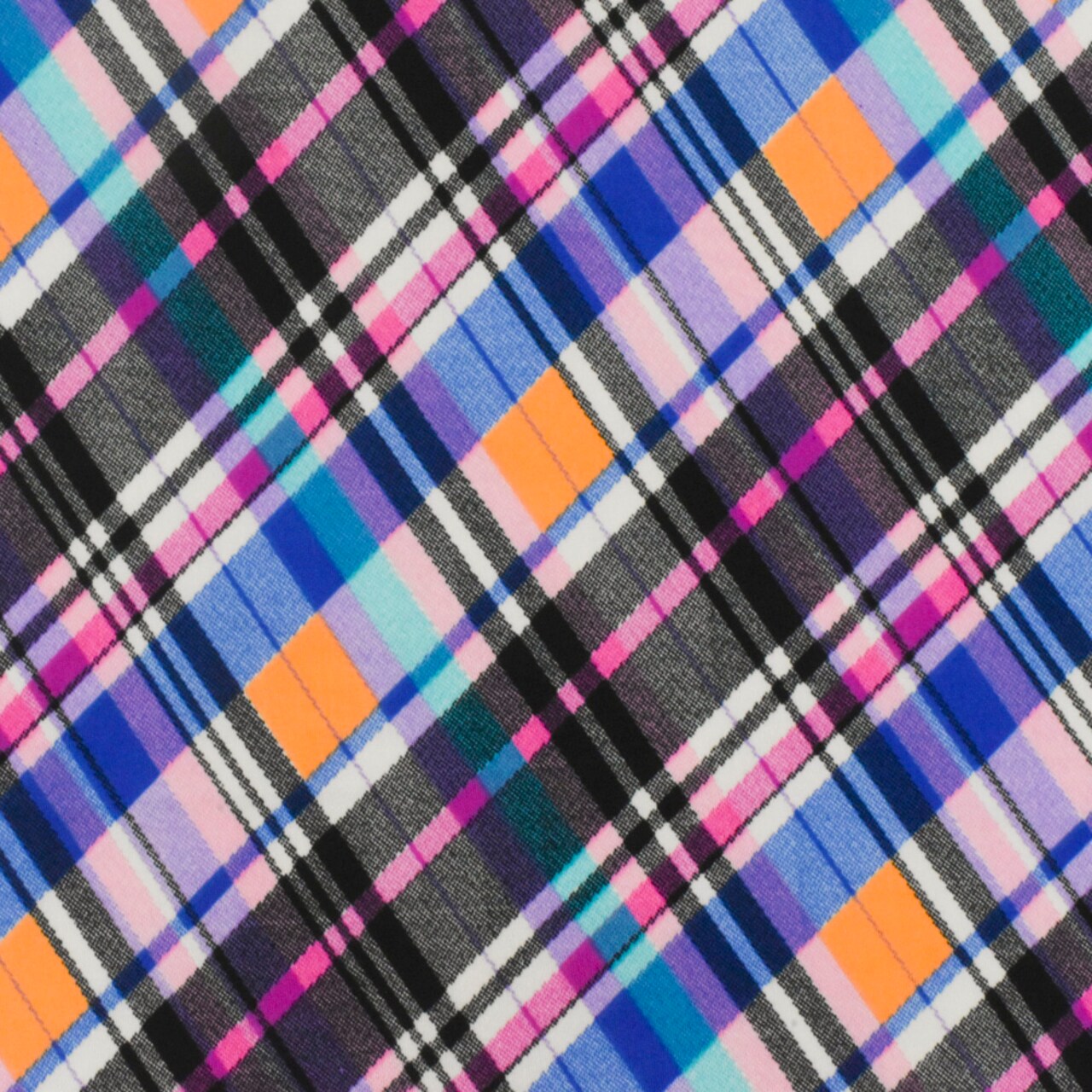 Black-Purple-Multi Plaid Printed Stretch Polyspan Jersey Knit Fabric By the Yard